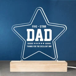 Five-Star Papa, Thanks For Excellent DNA - Family Personalized Custom 3D LED Light - Father's Day, Birthday Gift For Dad