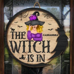 The Witch Is In - Personalized Custom Round Shaped Home Decor Witch Wood Sign - Halloween Gift For Witches, Yourself -Pawfect House Store Thumb3 3b4befb1 eff9 461e a248 1167ed4182b5