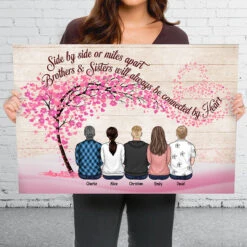 We'll Always Be Connected By Heart - Family Personalized Custom Horizontal Canvas - Gift For Siblings, Brothers, Sisters -Pawfect House Store Thumb3 4f156b4e 13bf 4b3f 90ae a89a32367a94