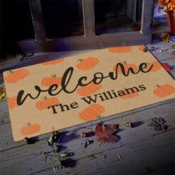 Home Sweet Home, Blessed And Thankful - Family Personalized Custom Home Decor Decorative Mat - Halloween Gift For Family Members -Pawfect House Store Thumb3 8879ac53 7068 4354 bac3 275243b05d3d