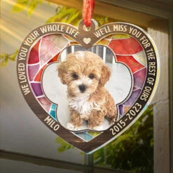 Custom Photo We'll Miss You For The Rest Of Ours - Memorial Personalized Custom Suncatcher Ornament - Acrylic Heart Shaped - Christmas Gift, Sympathy Gift For Pet Owners, Pet Lovers -Pawfect House Store Thumb3 ce8ec618 46d5 43a4 9fc3 fab8d17c0af5