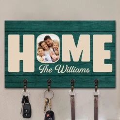 Custom Photo Our Home Sweet Home - Family Personalized Custom Home Decor Rectangle Shaped Key Hanger, Key Holder - House Warming Gift For Family Members -Pawfect House Store Thumb3 f27fe806 6511 471d 8735 0122e96deb66