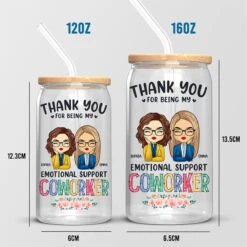 Thank You For Being My Emotional Support - Coworker Personalized Custom Glass Cup, Iced Coffee Cup - Gift For Coworkers, Work Friends, Colleagues -Pawfect House Store Thumb4 0d4b1f0f d8d2 4da1 be9c 0622b93862ab