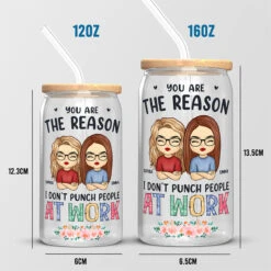 You Are The Reason I Don’t Punch People At Work - Coworker Personalized Custom Glass Cup, Iced Coffee Cup - Appreciation Gift For Coworkers, Work Friends, Colleagues -Pawfect House Store Thumb4 d807aca0 021d 4c06 8e7b 9685d8ac9bd0