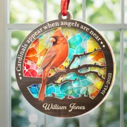 Cardinals Appear When Angels Are Near - Memorial Personalized Custom Suncatcher Ornament - Acrylic Round Shaped - Sympathy Gift For Family Members -Pawfect House Store Thumb5 7fc97382 1e9d 40a9 95b3 4b4dc9ebc7e7