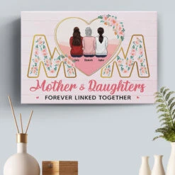 Mother And Daughter Forever Linked Together - Family Personalized Custom Horizontal Canvas - Gift For Mom -Pawfect House Store Thumb6 a218a547 5baf 4d6d 8f49 f52473755e9a