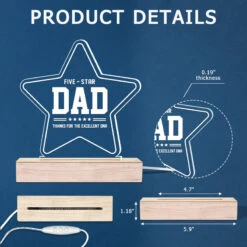Five-Star Papa, Thanks For Excellent DNA - Family Personalized Custom 3D LED Light - Father's Day, Birthday Gift For Dad -Pawfect House Store Thumb7 f371d1c7 54a9 4613 bf3f e8ff35138f1f