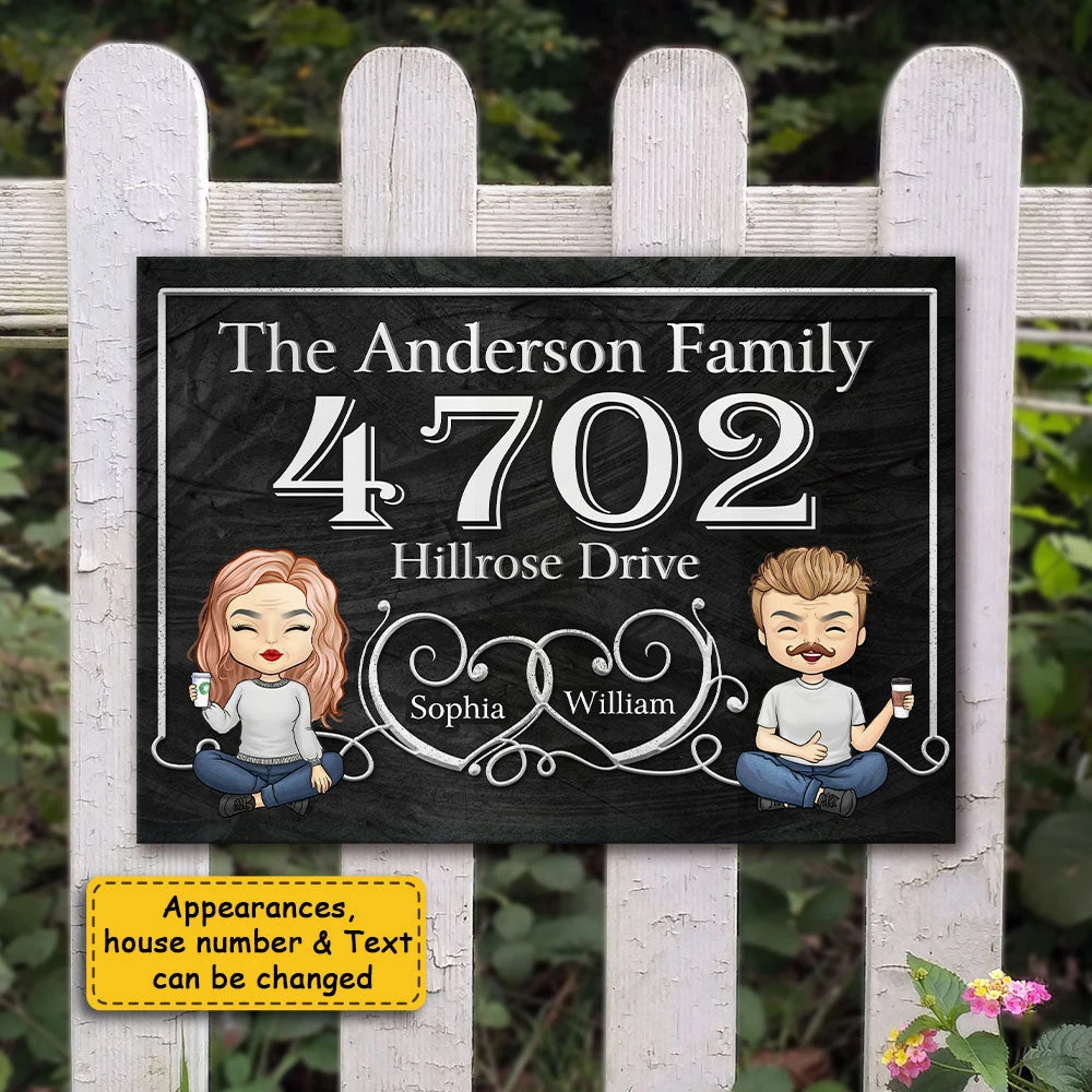 Couple Metal House Address Sign - Gift For Couples, Husband Wife - Personalized Metal Sign 2 Couple Metal House Address Sign - Gift For Couples, Husband Wife - Personalized Metal Sign - Image 2