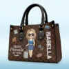 Collect Moments Not Things - Travel Personalized Custom Leather Handbag - Gift For Travel Lovers