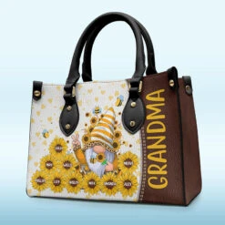 Grandma, You Are My Sunshine - Family Personalized Custom Leather Handbag - Birthday Gift For Grandma