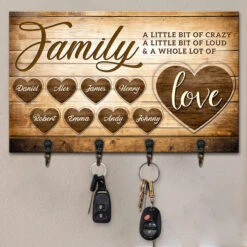 A Whole Lot Of Love - Family Personalized Custom Rectangle Shaped Key Hanger, Key Holder - Gift For Family Members