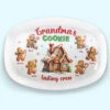 Grandma Never Runs Out Of Hugs Or Cookies - Family Personalized Custom Platter - Christmas Gift For Grandma