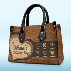 Nana's Getaway Bag - Family Personalized Custom Leather Handbag - Birthday Gift For Grandma
