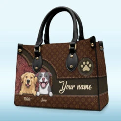 Life Is Better With Beloved Fur Baby - Dog & Cat Personalized Custom Leather Handbag - Gift For Pet Owners, Pet Lovers
