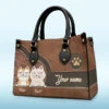 Hot Dogs And Cool Cats - Dog & Cat Personalized Custom Leather Handbag - Gift For Pet Owners, Pet Lovers