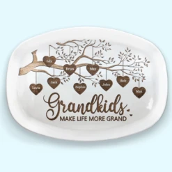 Grandchildren Are The Greatest Blessing - Family Personalized Custom Platter - Mother's Day, Birthday Gift For Grandma