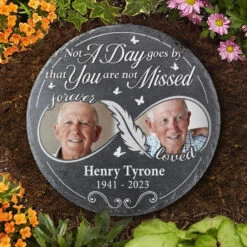 Custom Photo Not A Day Goes By That You Are Not Loved - Memorial Personalized Custom Memorial Stone - Sympathy Gift, Gift For Family Members