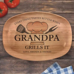 Everything Tastes Better When Grandpa Grills It - Family Personalized Custom Platter - Father's Day. Birthday Gift For Grandpa, Dad -Pawfect House Store thumb 2 8024b0b4 6a23 419c 8c6e 763a4baf9856