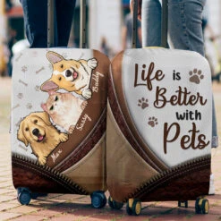 Pets Make Our Life Whole - Dog & Cat Personalized Custom Luggage Cover - Gift For Pet Owners, Pet Lovers -Pawfect House Store thumb 3 34a772e4 b608 4483 86e2 769d1ee4973c