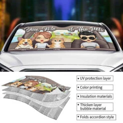 You, Me And Our Dogs - Personalized Auto Sunshade - Gift For Couples, Husband Wife -Pawfect House Store thumb 3 92b55daa eb4a 4507 8ff3 7c5ca98a1534