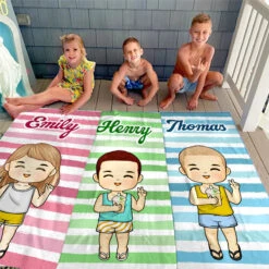 Happy Summer Beach - Family Personalized Custom Beach Towel - Summer Vacation Gift, Birthday Pool Party Gift For Family Members -Pawfect House Store thumb 3 b813476d 7c66 4a52 a04b 25de63ffd9e4