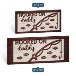 Hooked On Daddy - Family Personalized Custom Rectangle Shaped Home Decor Wood Sign - House Warming Gift For Dad, Grandpa -Pawfect House Store thumb 4 d733ab0d fa61 4f6a b345 e3395365fa0f