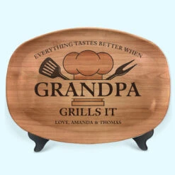 Everything Tastes Better When Grandpa Grills It - Family Personalized Custom Platter - Father's Day. Birthday Gift For Grandpa, Dad -Pawfect House Store thumb 4 dcaa5047 ca15 46e5 b1ff 19bc753b3deb