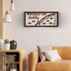 Hooked On Daddy - Family Personalized Custom Rectangle Shaped Home Decor Wood Sign - House Warming Gift For Dad, Grandpa -Pawfect House Store thumb 7 3f2bc8c2 fbb5 4988 82af 71ca5fb0b065