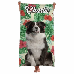 Custom Photo Tropical State Of Happiness - Dog & Cat Personalized Custom Beach Towel - Summer Vacation Gift, Gift For Family Members, Pet Owners, Pet Lovers -Pawfect House Store thumb1 AMZ