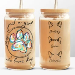True Love Has Four Paws - Dog & Cat Personalized Custom Glass Cup, Iced Coffee Cup - Gift For Pet Owners, Pet Lovers