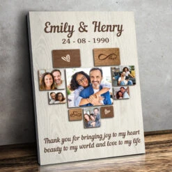 Custom Photo Thanks For Bringing Joy To My Heart - Couple Personalized Custom Vertical Canvas - Gift For Husband Wife, Anniversary