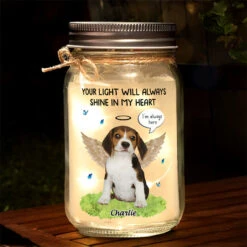 Custom Photo My Heart Was Not Ready To Lose You - Memorial Personalized Custom Mason Jar Light - Sympathy Gift For Pet Owners, Pet Lovers