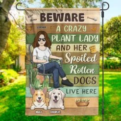 Plant Lady And Her Rotten Dogs - Dog Personalized Custom Flag - Gift For Pet Lovers, Pet Owners, Gardening Lovers