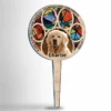 Custom Photo Leave Pawprints On Our Hearts - Memorial Personalized Custom Stain Glass Style Acrylic Garden Stake - Sympathy Gift, Gift For Pet Owners, Pet Lovers