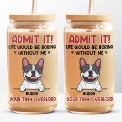 Without You, There's No Life - Dog & Cat Personalized Custom Glass Cup, Iced Coffee Cup - Gift For Pet Owners, Pet Lovers