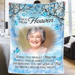 Custom Photo Kisses From Heaven - Memorial Personalized Custom Blanket - Christmas Gift, Sympathy Gift For Family Members -Pawfect House Store thumb2.5