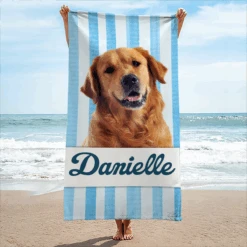 Custom Photo Get Lit By The Beach - Dog & Cat Personalized Custom Beach Towel - Summer Vacation Gift, Gift For Family Members, Pet Owners, Pet Lovers