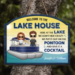 Standing On The Pontoon & Enjoy A Cocktail - Couple Personalized Custom Shaped Home Decor Wood Sign - House Warming Gift For Couple, Pontoon Lovers -Pawfect House Store thumb3 48f4db6c a37a 49b4 b203 9b961ef1bf38