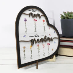 First Mom Now Granny - Family Personalized Custom 2-Layered Wooden Plaque With Stand - House Warming Gift For Mom, Grandma -Pawfect House Store thumb3 e0f26957 6d85 4a93 8121 86e98d780941