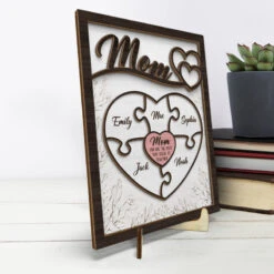 The Piece That Holds Us Together - Family Personalized Custom 2 - Layered Wooden Plaque With Stand - House Warming Gift For Mom, Grandma -Pawfect House Store thumb3 f39d7339 4800 418e be8e e08d8cdfa3cd