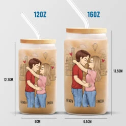Glad We Matched - Couple Personalized Custom Glass Cup, Iced Coffee Cup - Gift For Husband Wife, Anniversary -Pawfect House Store thumb4 45606cd4 f72e 4b59 91ab 50666f5afb1c