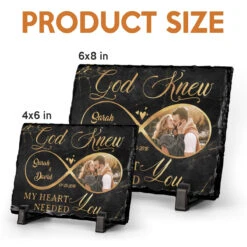 Custom Photo God Knew My Heart Needed You - Couple Personalized Custom Rectangle Shaped Stone With Stand - Gift For Husband Wife, Anniversary -Pawfect House Store thumb 4